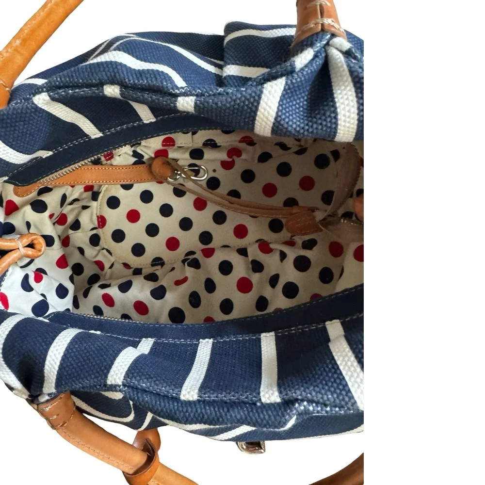 Brighton Brewster Nautical Stripe Shoulder Bag Anchor Charm Blue White & Charms‎